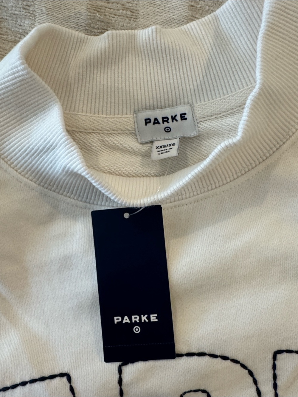 PARKE x Target White Logo Oversized Crewneck Sweatshirt - Picture 5 of 11